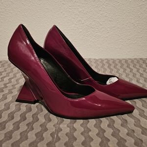 Geometric Elegant Burgundy Women's Heels